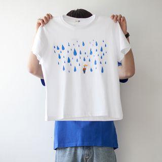 Raindrop Print Short-sleeve Top