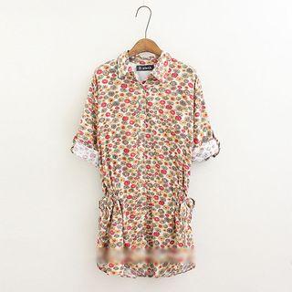 Floral Tie Waist Blouse