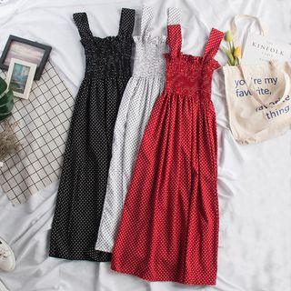 Sleeveless Dotted Midi A-line Dress
