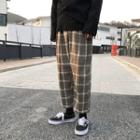 Checked Wide-leg Cropped Pants