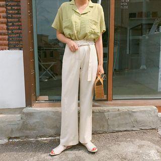 Paperbag-waist Wide-leg Pants