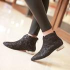 Glitter Pointed Ankle Boots