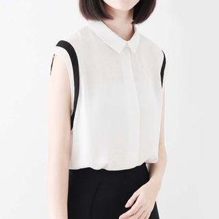 Contrast Trim Sleeveless Blouse