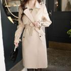 Open-front Belted-cuff Trench Coat