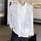 Long-sleeve Striped Shawl Panel Shirt