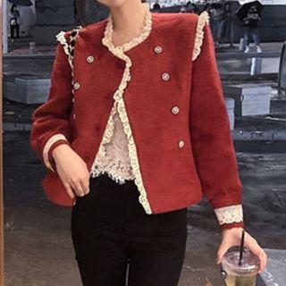 Lace Trim Double-breasted Jacket