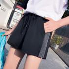 Glitter Trim Wide-leg Sweatshorts