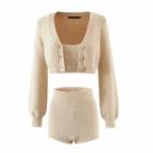 Cropped Cardigan / Camisole Top / High-waist Shorts