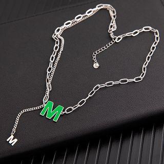 Lettering Necklace Green - One Size