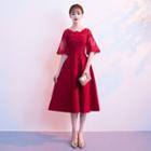Elbow-sleeve A-line Cocktail Dress / Evening Gown