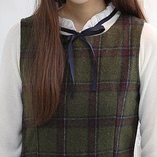 Sleeveless Check Flannel A-line Dress