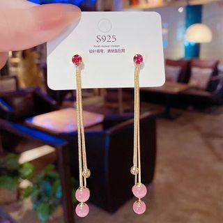 Cat Eye Stone Drop Earring E0325 - 1 Pr - Gold - One Size
