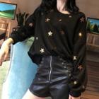 Sequined Star Sweatshirt As Shown In Figure - One Size