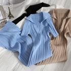 Short-sleeve Knit Polo Midi Dress