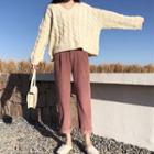 Cable-knit Sweater / Corduroy Harem Pants / Set
