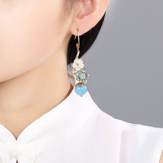 Stone Bead & Scallop Flower Dangle Earring