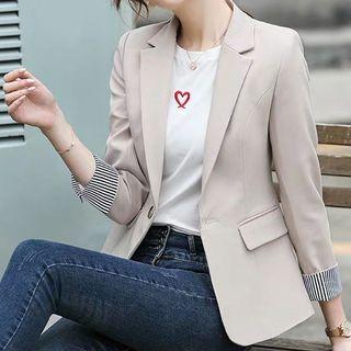 One-button Stripe Cuff Blazer