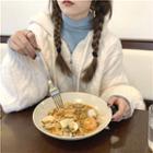 Cable Knit Loose-fit Hooded Jacket