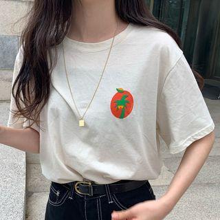Printed Short-sleeve Tee Almond - One Size