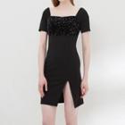 Short-sleeve Slit Mini Dress