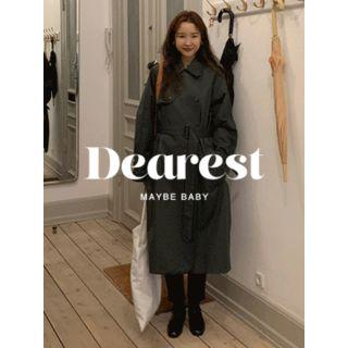Epaulette-shoulder Double-breasted Trench Coat With Belt One Size