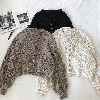Plain Single-breasted Long-sleeve Sweater