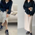 Collared Zip-front Sweatshirt