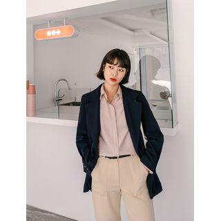 Plus Size Single-breasted Tailored Blazer