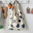 Shell Print Canvas Tote Bag Blue & Off-white - One Size