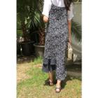 Spaghetti-strap Frilled Floral Long Dress