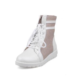 Panel Lace Up Short Boots