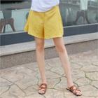 Banded-waist Linen Shorts