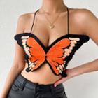 V-neck Butterfly Tie-waist Cropped Camisole Top