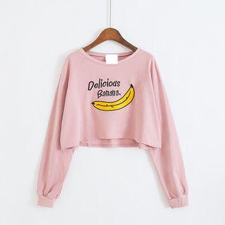 Cropped Long Sleeve Embroidered T-shirt