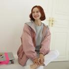 Contrast-hood Zip Jacket