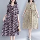 V-neck Floral Short-sleeve Medium Maxi Dress