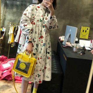 Long Sleeve Pattern Midi Dress