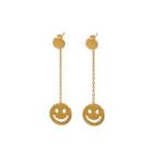 Simple And Creative Plated Gold Geometric Round Smiley Face Tassel Stainless 316l Steel Earrings Golden - One Size