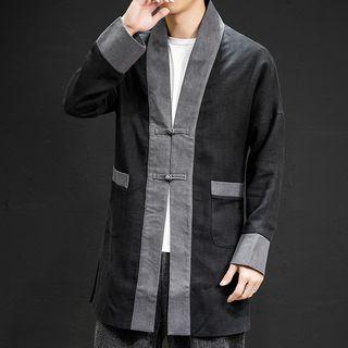 Color Block Traditional Chinese Button Jacket