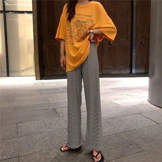 Striped Wide-leg Pants Stripe - One Size