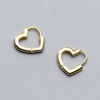 925 Sterling Silver Heart Earring 1 Pair - Gold - One Size