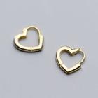 925 Sterling Silver Heart Earring 1 Pair - Gold - One Size