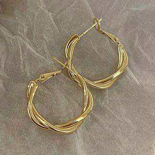 Alloy Hoop Earring 1 Pair - Silver - Gold - One Size