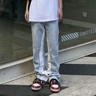 Mid-rise Patchwork Straight Leg Jeans