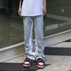 Mid-rise Patchwork Straight Leg Jeans