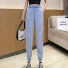 Lettering High-waist Jogger Jeans