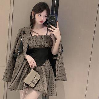 Dotted Blazer / Spaghetti Strap Dress