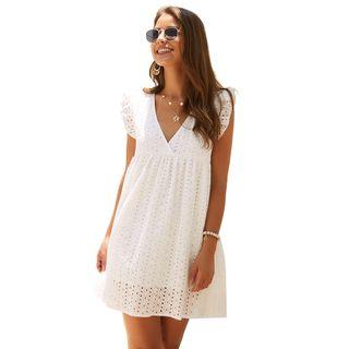 V Neck Lace A-line Dress