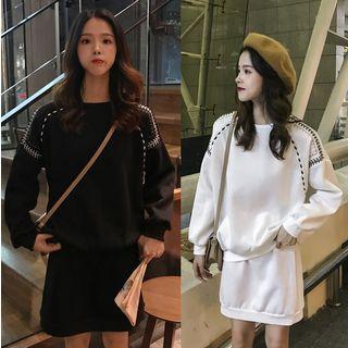 Set: Embroidered Sweatshirt + Mini A-line Skirt