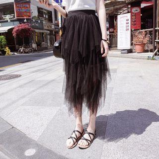 Layered Asymmetric Tulle Skirt